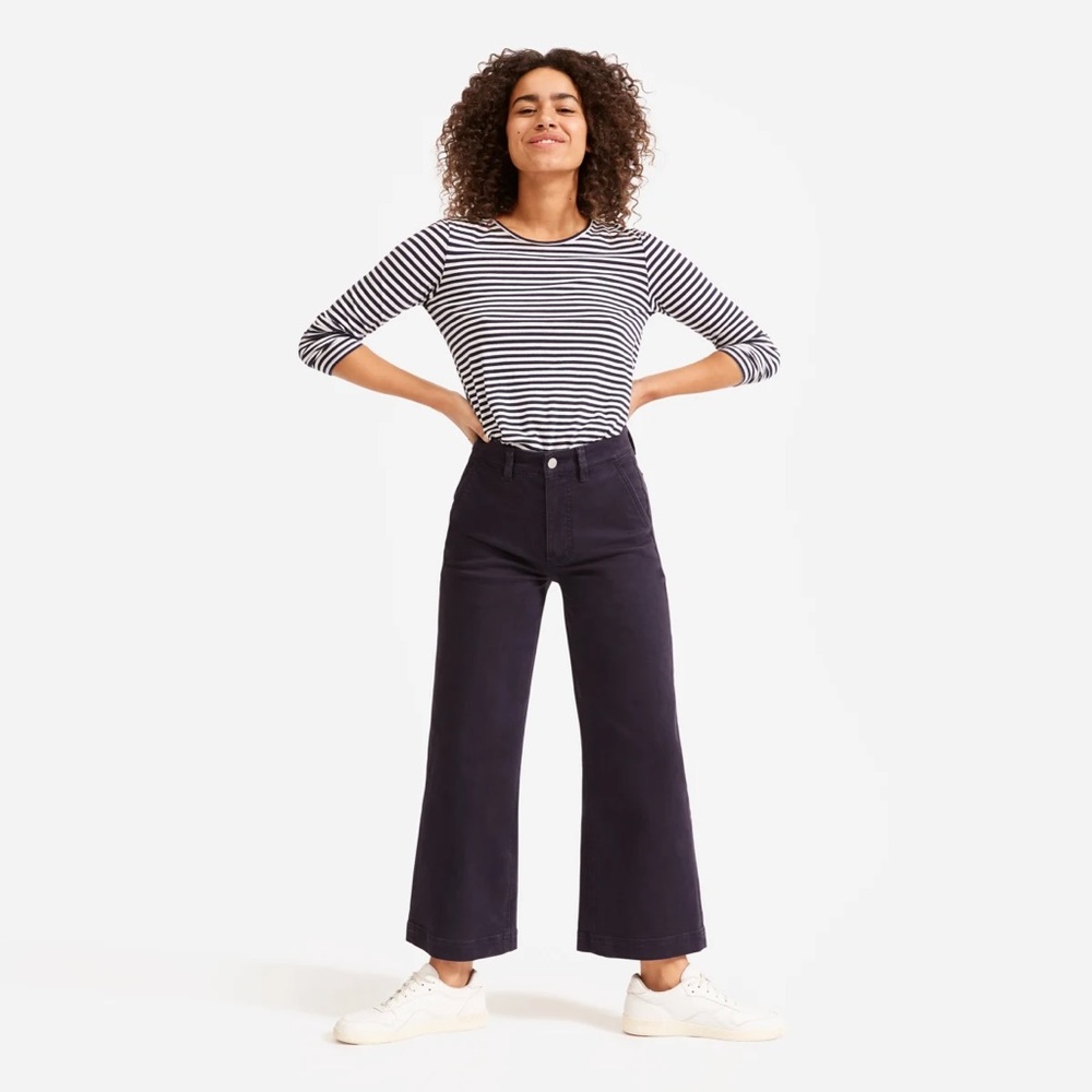 Everlane Dark blue wide leg crop pant size 2